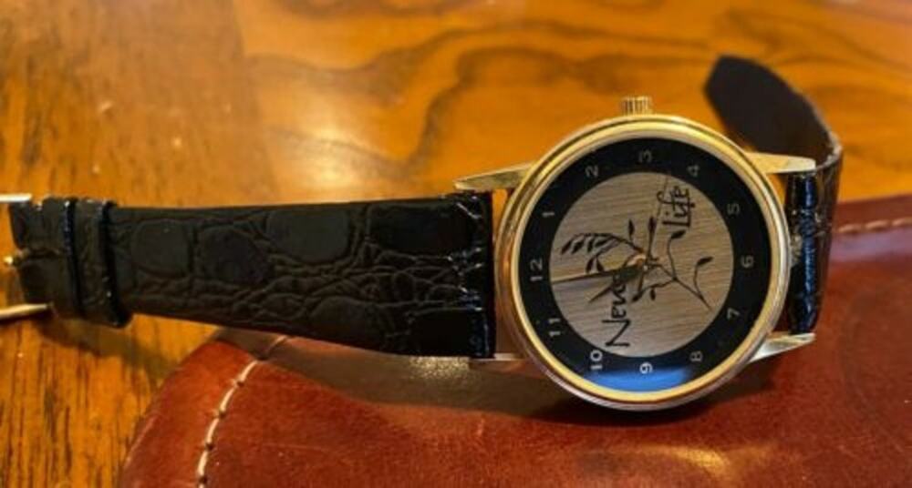 Unisex 32mm New Life Watch, Gold Tone with Black Leather Band